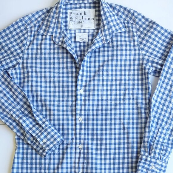 Frank & Eileen Blue & White GinghamRelaxed 'Barry Button Up Shirt Women XS - Picture 8 of 9